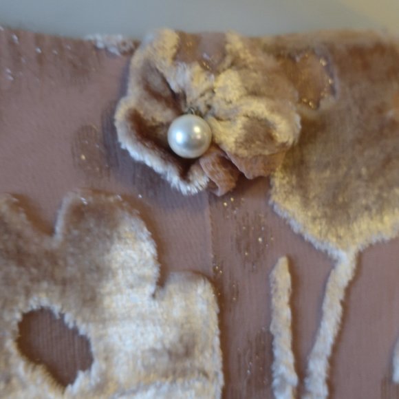 WOMENS HOLLY SHARP BLUSH NUDE FLORAL VELVET LONG SLEEVE MAXI DRESS M * - Picture 4 of 14